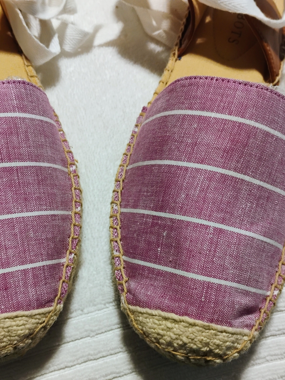 Talbots Lavender Striped Espadrille Sandals with White Ankle Tie Size 8 - Picture 6 of 13